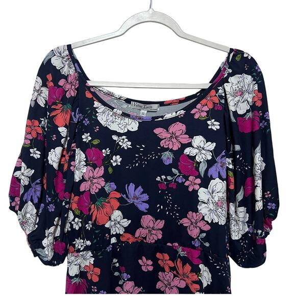 Velvet Torch Womens Small Navy Floral Blouson Sleeve Mini Dress Swiftie Whimsy - Picture 4 of 10